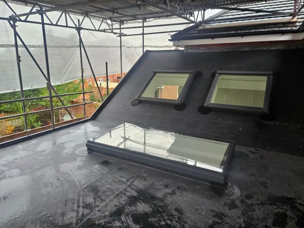 Flat roof work being carried out by LK Roofing
